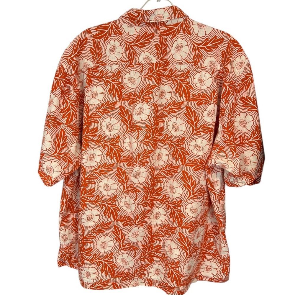 Reyn Spooner Hawaiian Shirt Mens Linen blend Orange Floral Button Down XXL - Picture 5 of 9